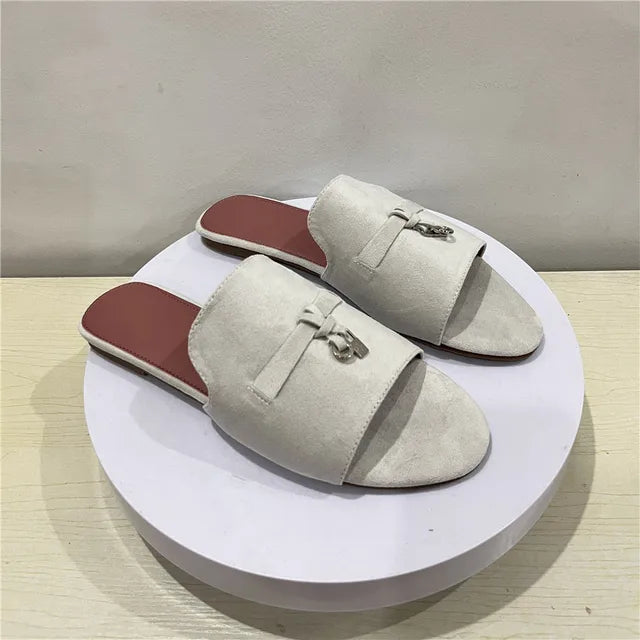 Dam Flat Mules Minimalistisk Syntetiskt Läder 7