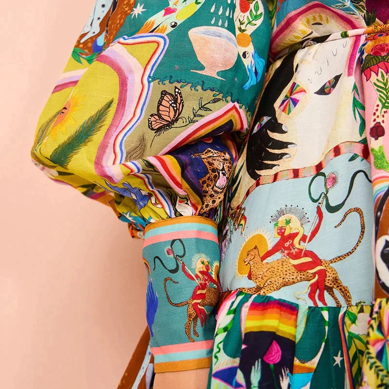 Dam Miniklänning med Veckade Ärmar i Högkvalitativ Polyester-5