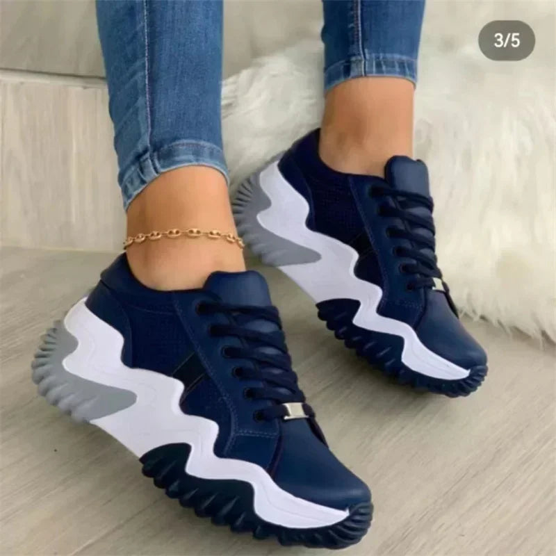 Kvinnor Sneakers Platådesign Andningsbart Syntetmaterial-3