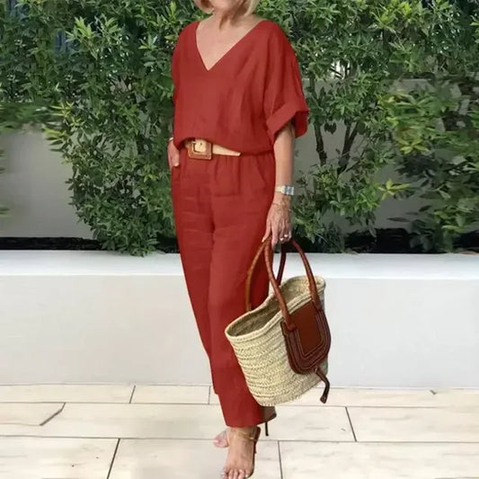 Kvinnors Tvådelad Outfit Luftig Polyester Design-1
