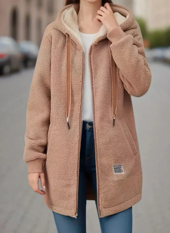 Dam Hoodie Fleece Trendig Vinterstil-4