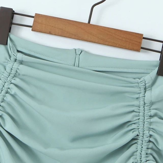 Kvinnors Midi Kjol Justerbar Hög Midja Polyester med Vågiga Sidospår-3
