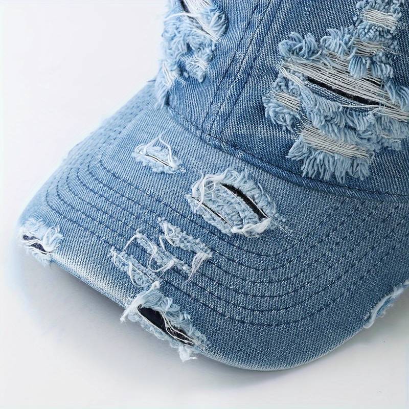 Damhatt Justerbar Sliten Denim-2