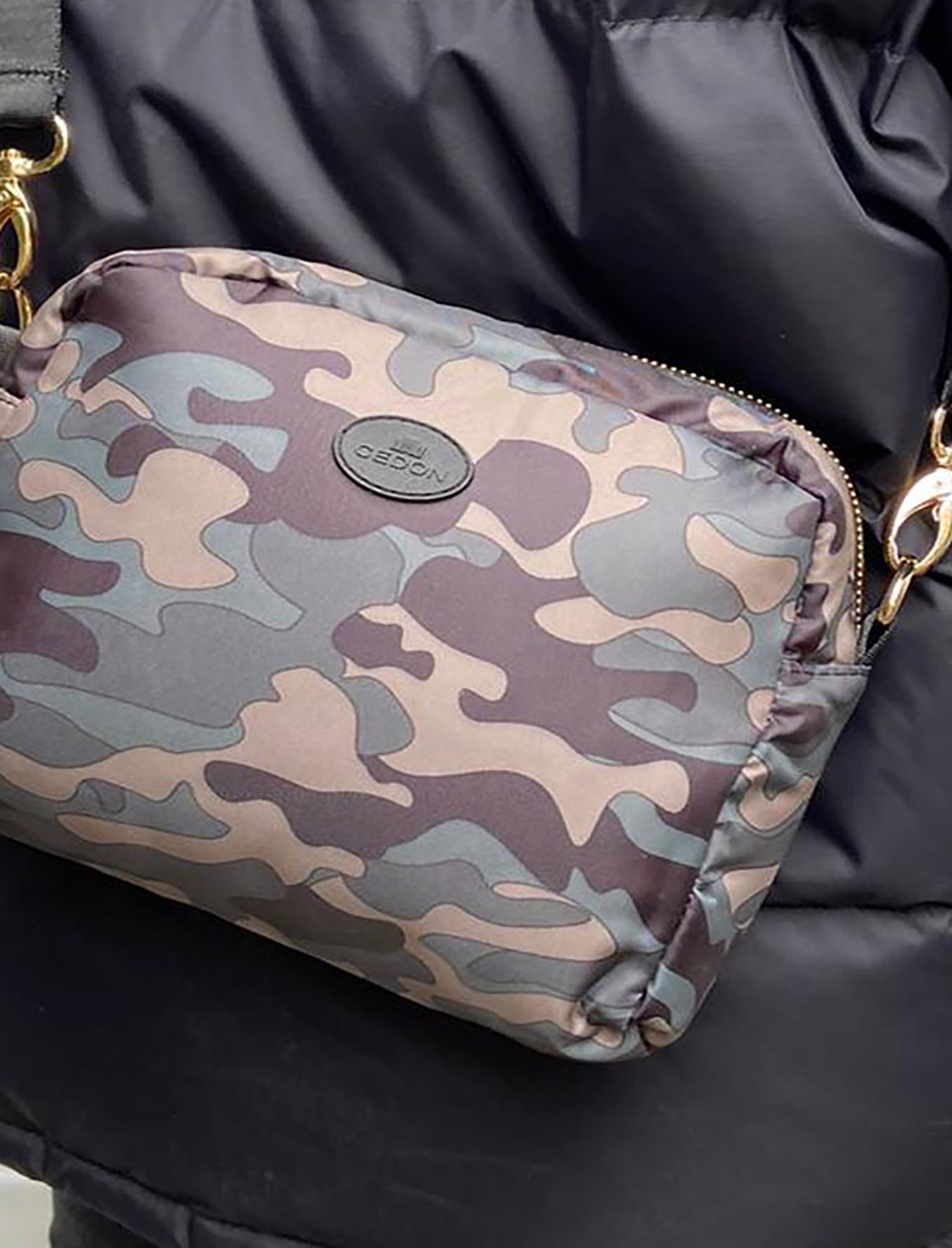 Dam Mini Axelväska Camouflage Polyester Justerbar Axelrem-2