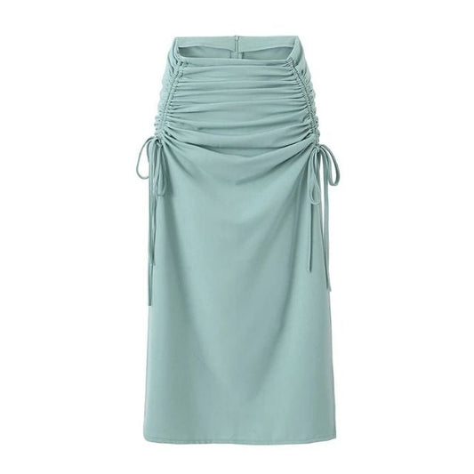 Kvinnors Midi Kjol Justerbar Hög Midja Polyester med VÄgiga SidospÄr-1