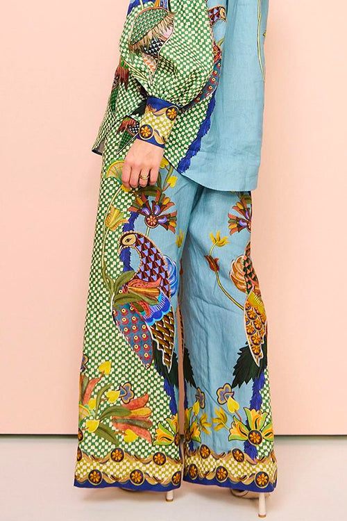 Snygga Byxor Dam Bred Ben Loose Fit Bomullsblandning-2