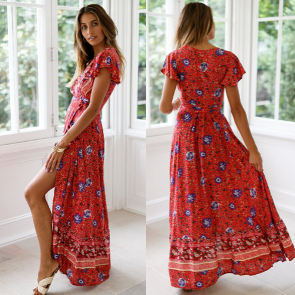 Variant image for Dam Maxi Klänning Blommönster Viskos Tussah Silke-9