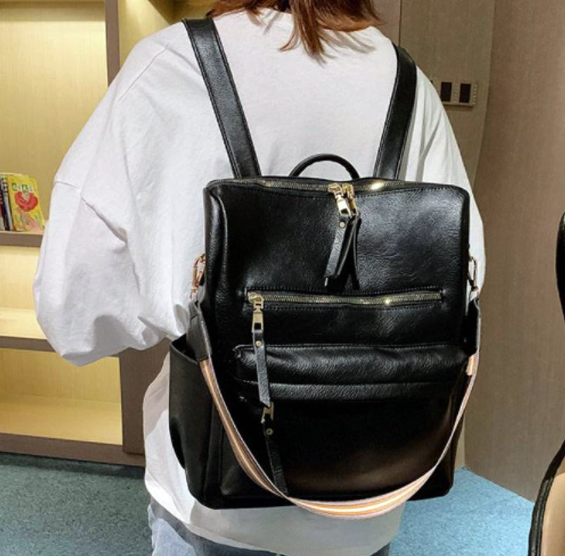 Dam Ryggsäck Retro Brittisk Stil PU-Läder Medium-4