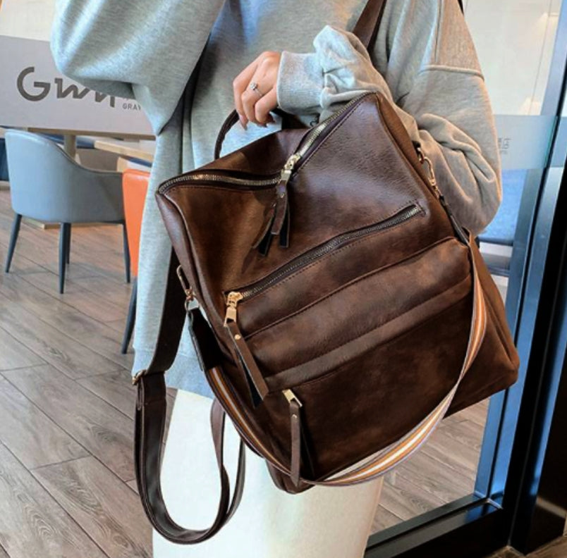 Dam Ryggsäck Retro Brittisk Stil PU-Läder Medium-6