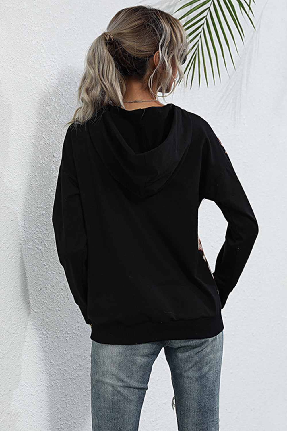 Dam Skjorta Leopardmönster Lång Ärmar Polyester-5