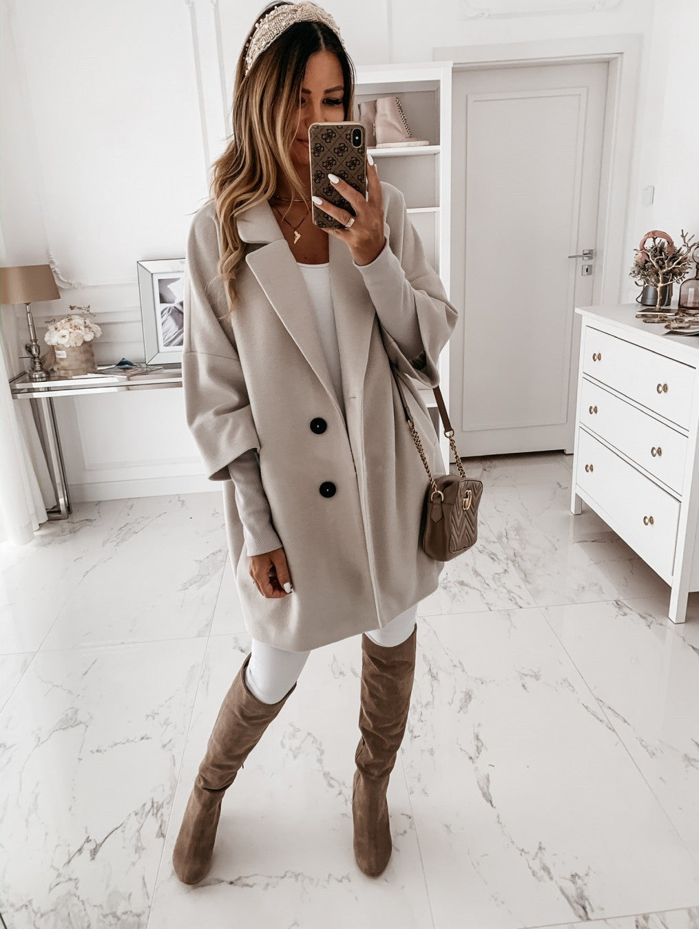 Kvinna Blazer Midja Silhuett Mjukt Premiumtyg-3