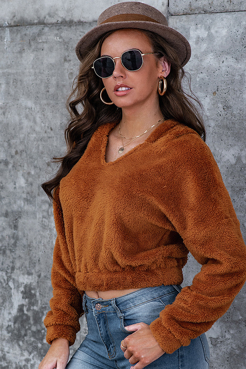 Damjacka Kort Fleece Monokrom med Huva-6