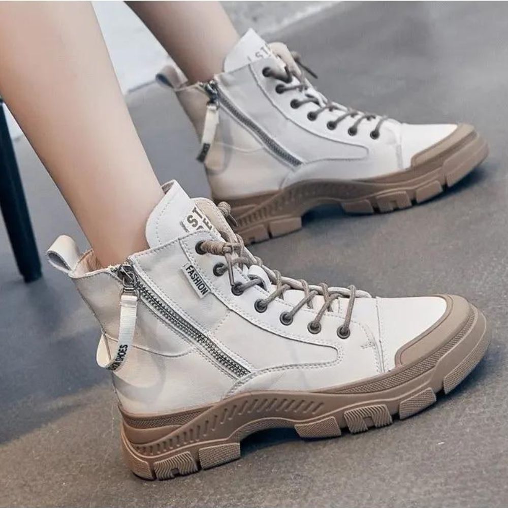 Herrskor Hög Top Sneakers Läder med Dragkedja-2