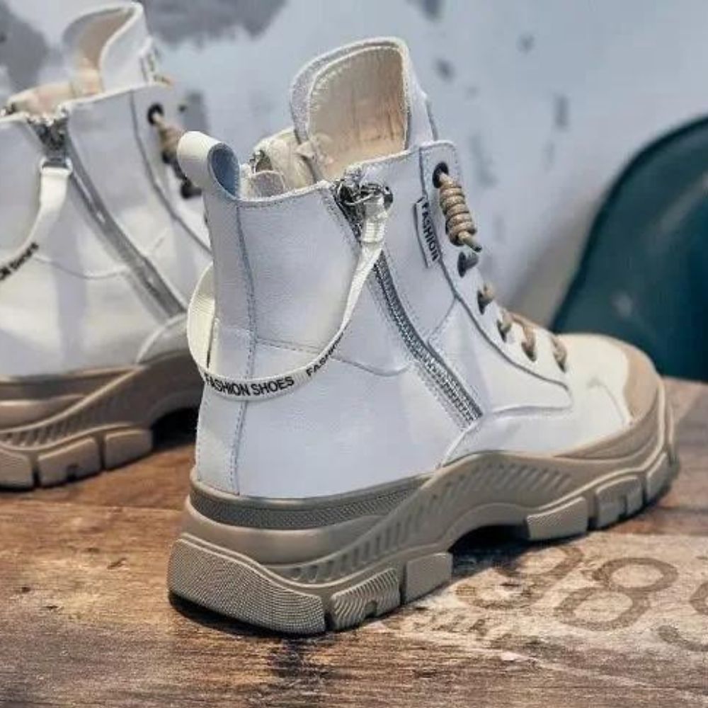 Herrskor Hög Top Sneakers Läder med Dragkedja-6