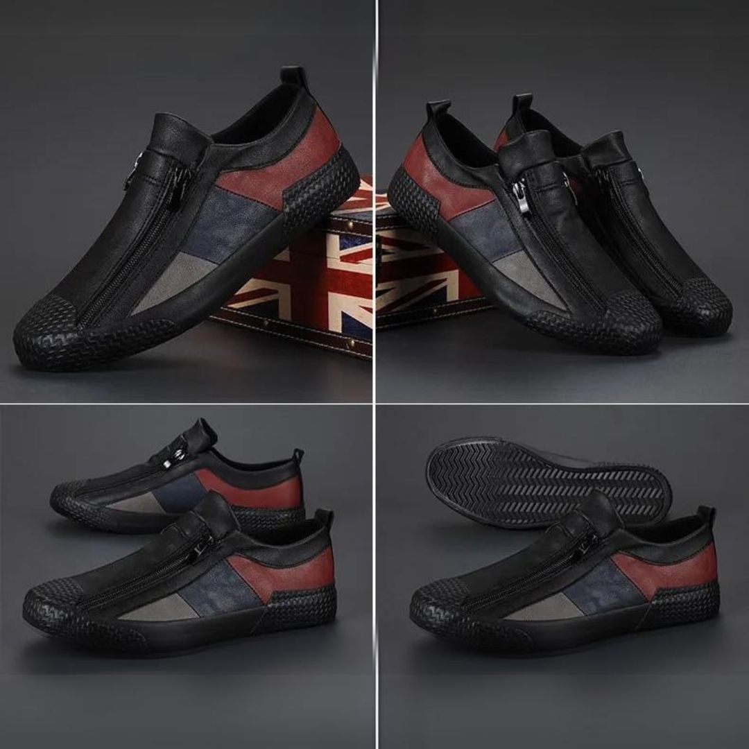 Dam Slip-On Sneakers Färgblock Textil med Dragkedja-5