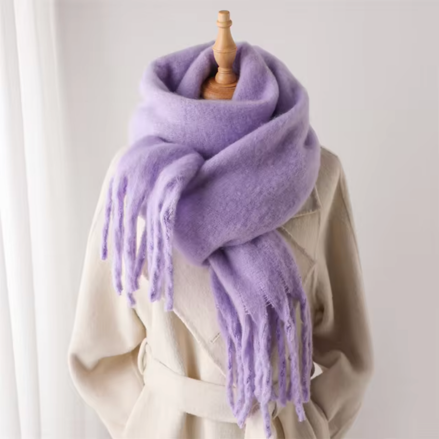 Vinterhalsduk för Kvinnor i Kashmirliknande Material med Långa Fransar – Elegant och Mångsidig Pashmina-design 27