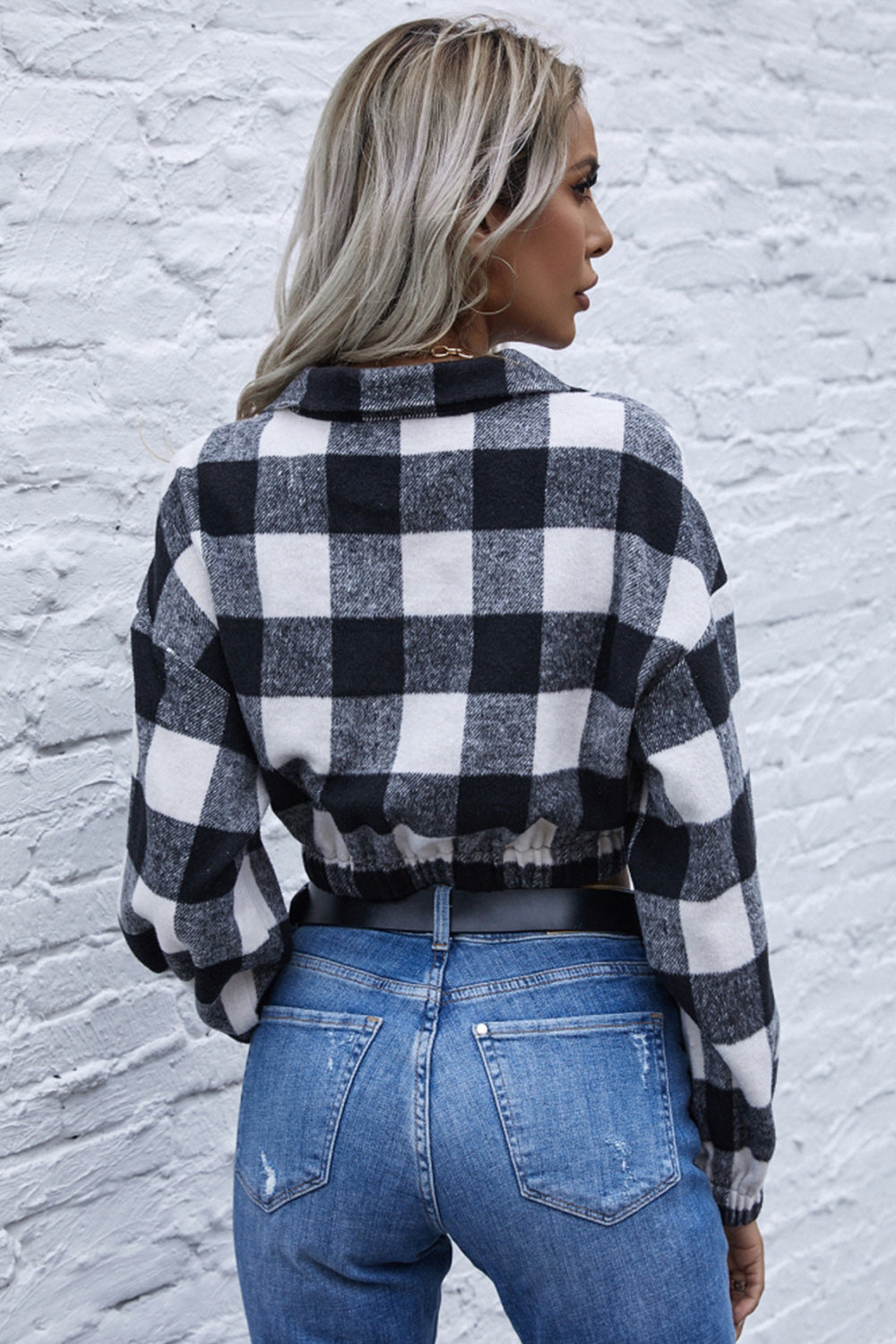 Dam Zip Tröja Med Avtagbar Krage Polyester Modern Karos Design-6