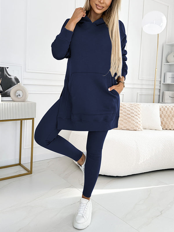 Mjukisset Dam – Tvådelat Set med Hoodtröja och Leggings i Mjuk Polyester och Elastan, Svart 13