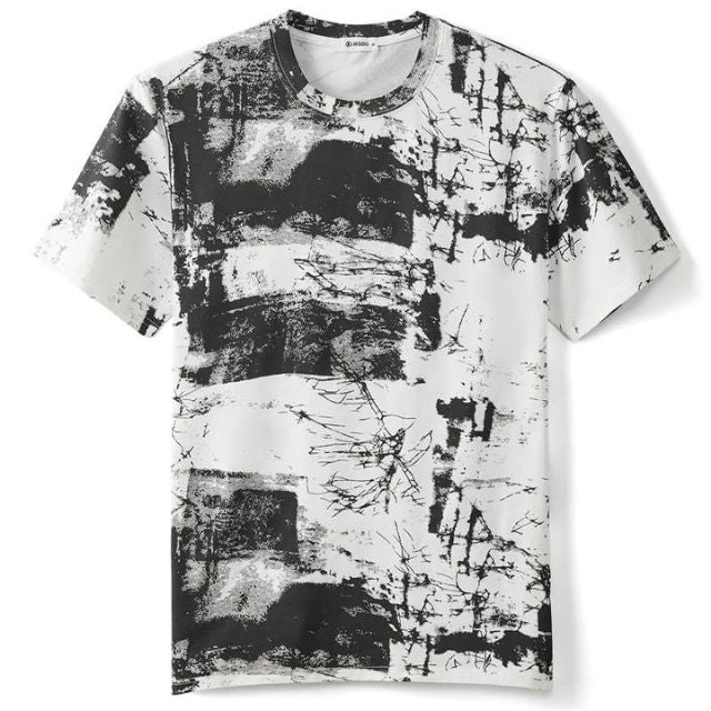 Herr T Shirt Abstrakt Tryck Klassisk Passform Kvalitets 100% Bomull-6