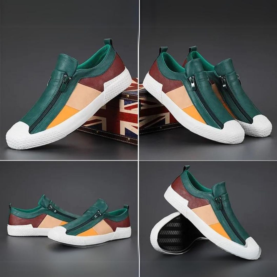 Dam Slip-On Sneakers Färgblock Textil med Dragkedja-3