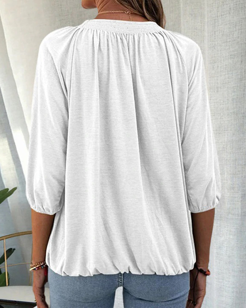 Damenbluse mit Biskopsärmern aus Hochwertigem Stoff – Elegante Bluse für Büro und Freizeit in S, M, L, XL 4