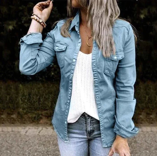 Damjacka Avslappnad Denim Mjuk-1