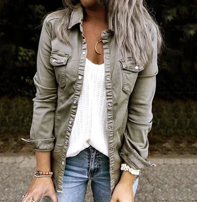 Damjacka Avslappnad Denim Mjuk-2