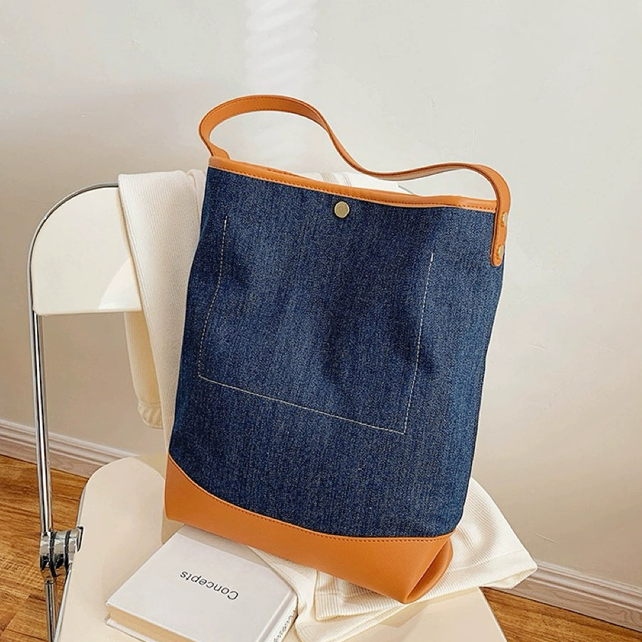 Variant image for Handväska Dam i Denim med Lapptäckesdesign och Syntetiskt Läder-3