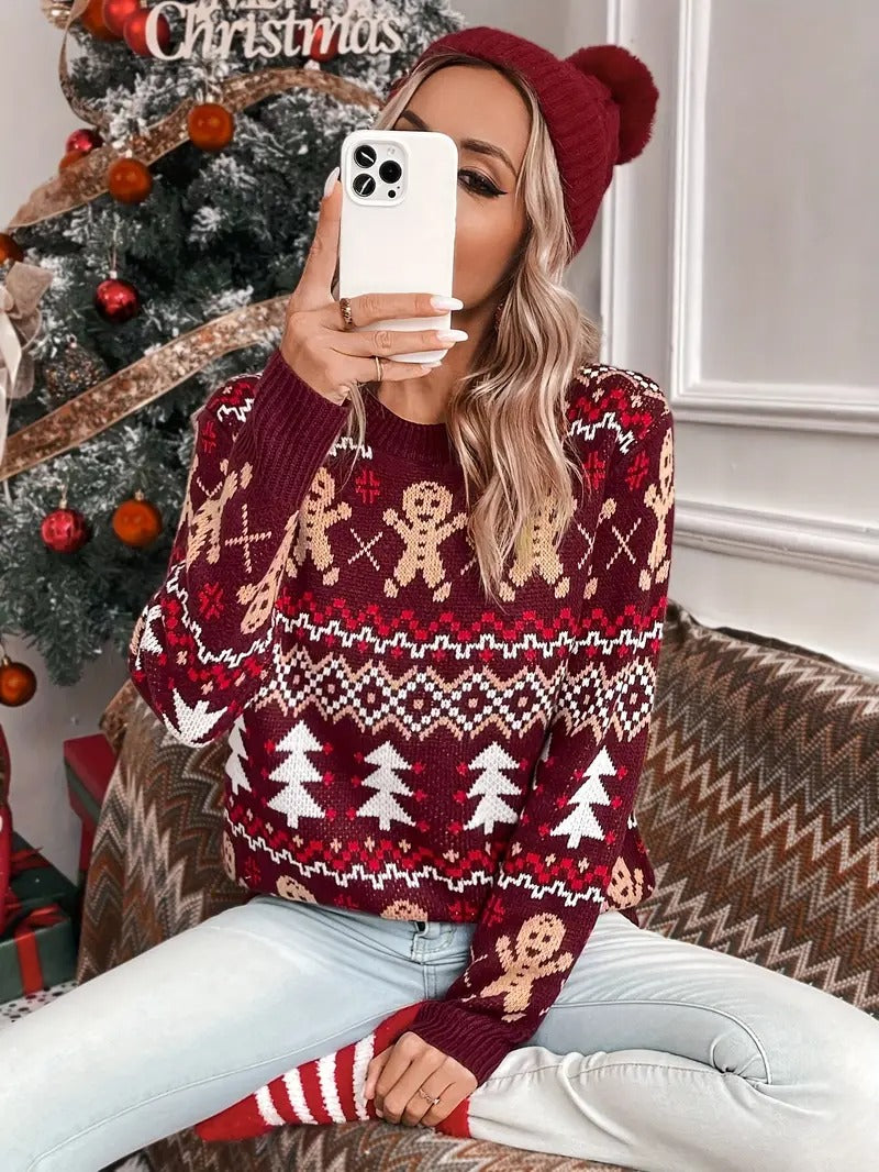 Kvinnors Jultröja Festlig Ren Design Mjuk Akryl-2