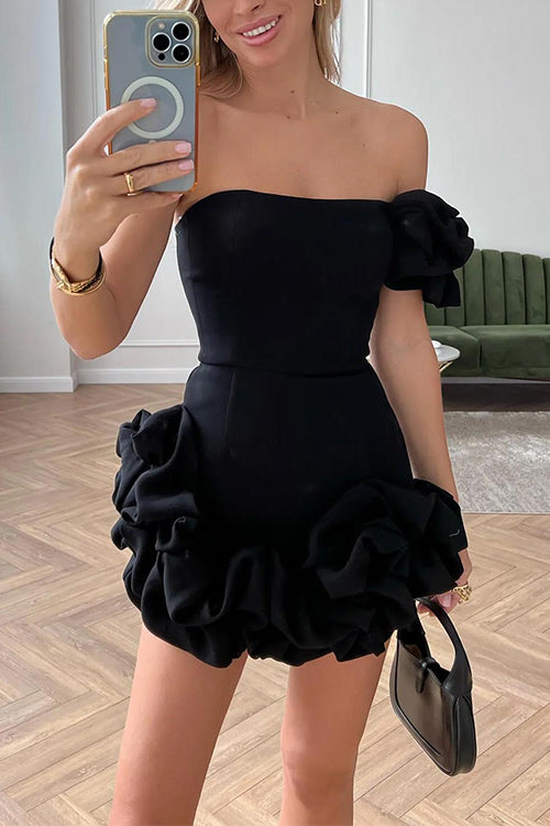 Variant image for Kvinnors Mini Bodycon Klänning En Axel Rufsad Bomull Polyester-13