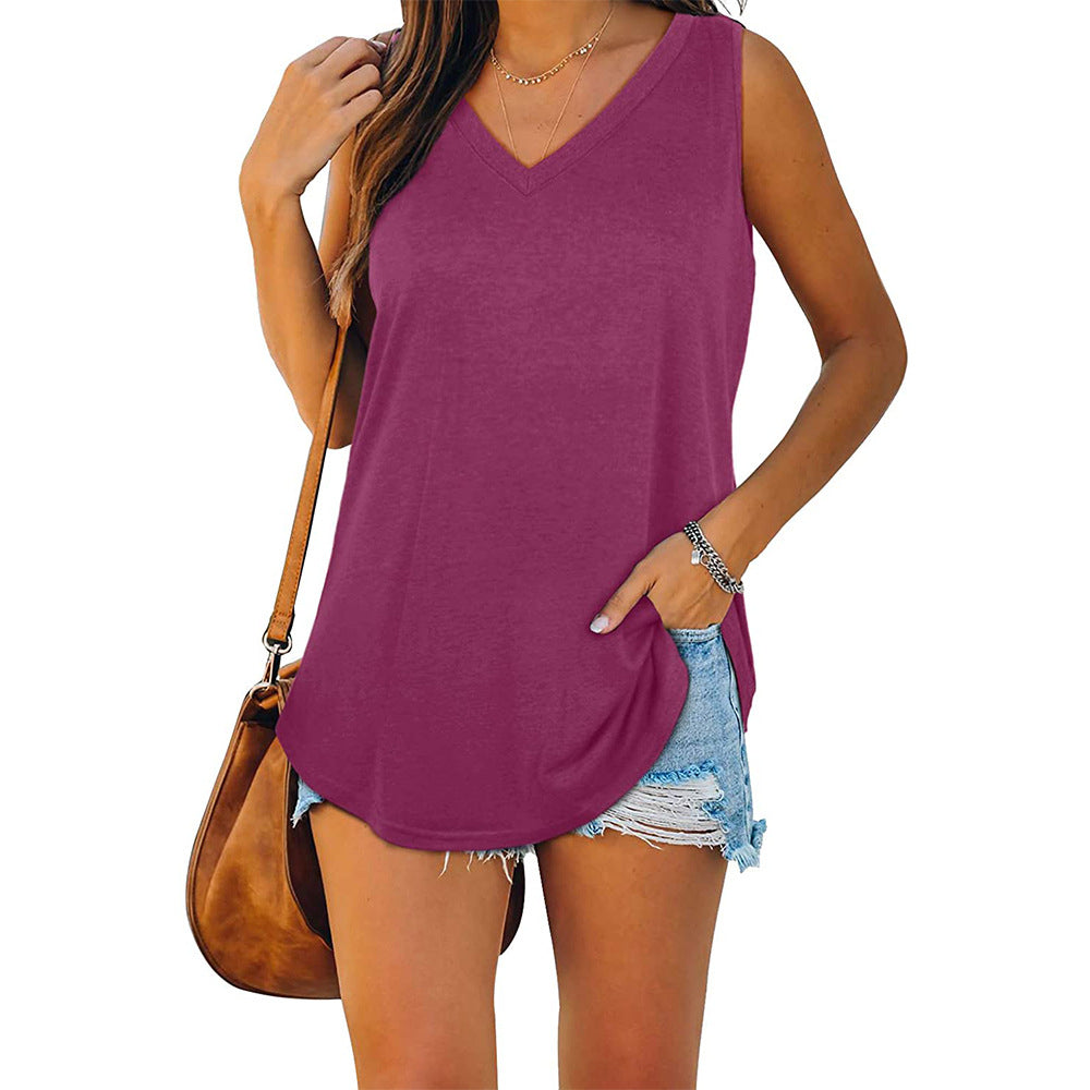 Dam Jersey Tank Top V-halslinje Mjuk Jersey 14