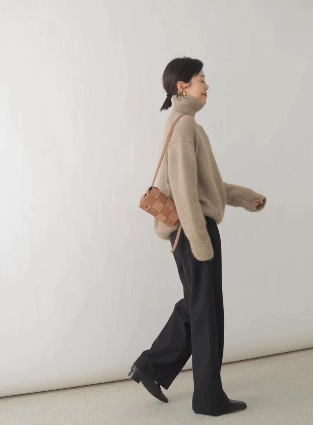 Kvinnors Turtleneck Tröja Överdimensionerad Polyester 4