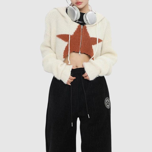 Dam Knickhoodie Kort Passform Stjärnmönster Polyester 1