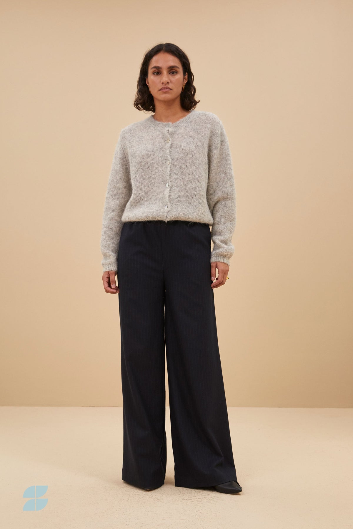 Variant image for Damen-Cardigan Zeitlos Acryl Melange Natur-1