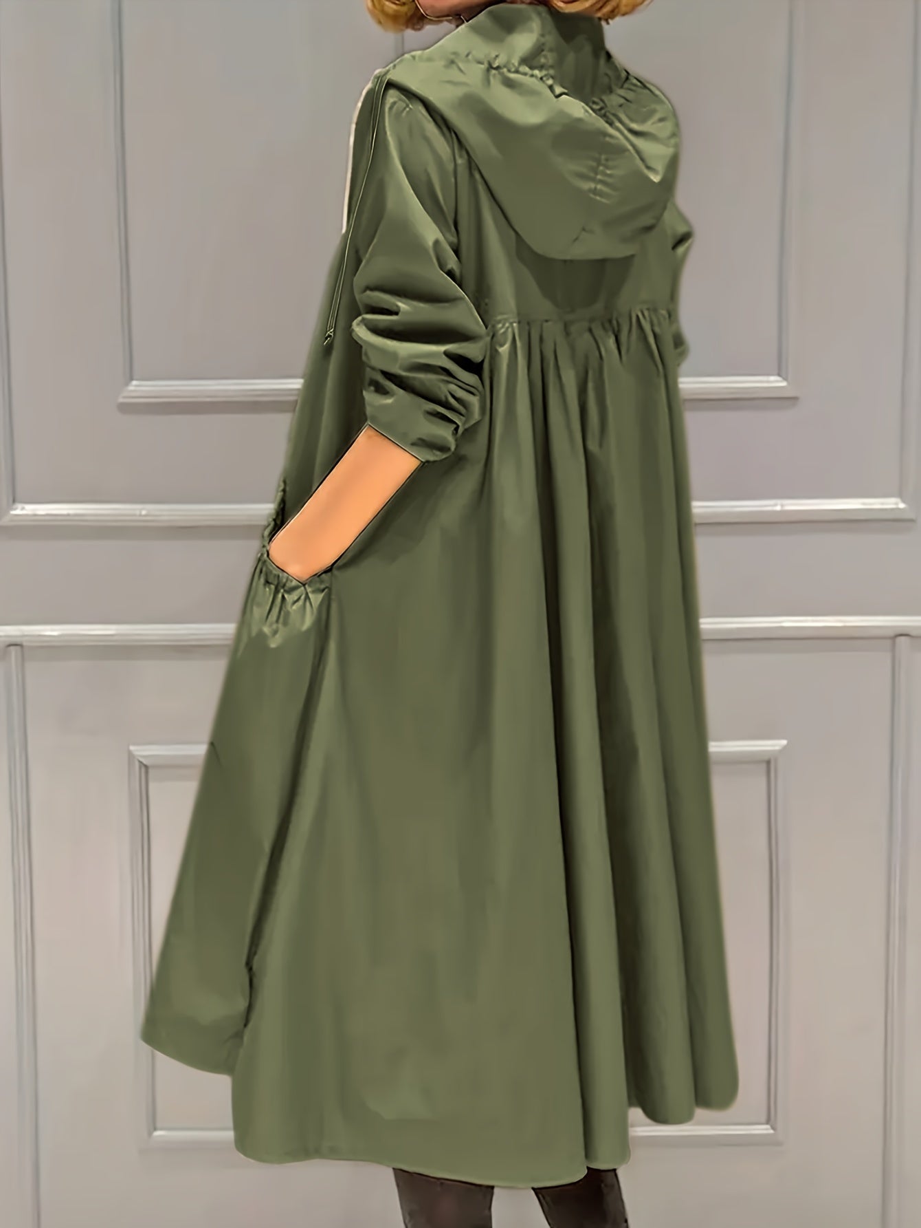 Lång Trenchcoat Dam i Vintage Stil av Högkvalitativt Tyg – Elegant och Tidlös Design 3