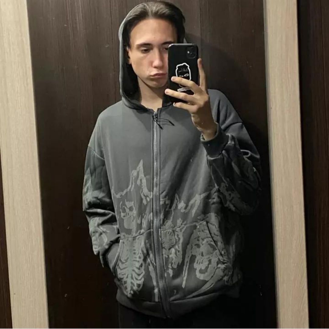 Variant image for Dam Hoodie Skeletttryck Mjuk Bomull-6