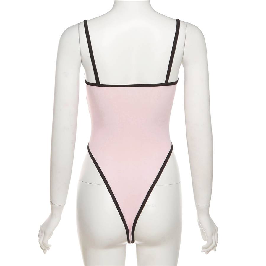 Dam Bodysuit Randig Ärmlös Spaghetti Band Polyester Spandex 5