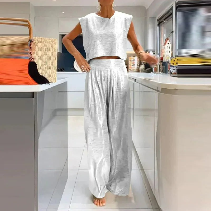 Variant image for Damset Topp och Byxor Glänsande Material-9