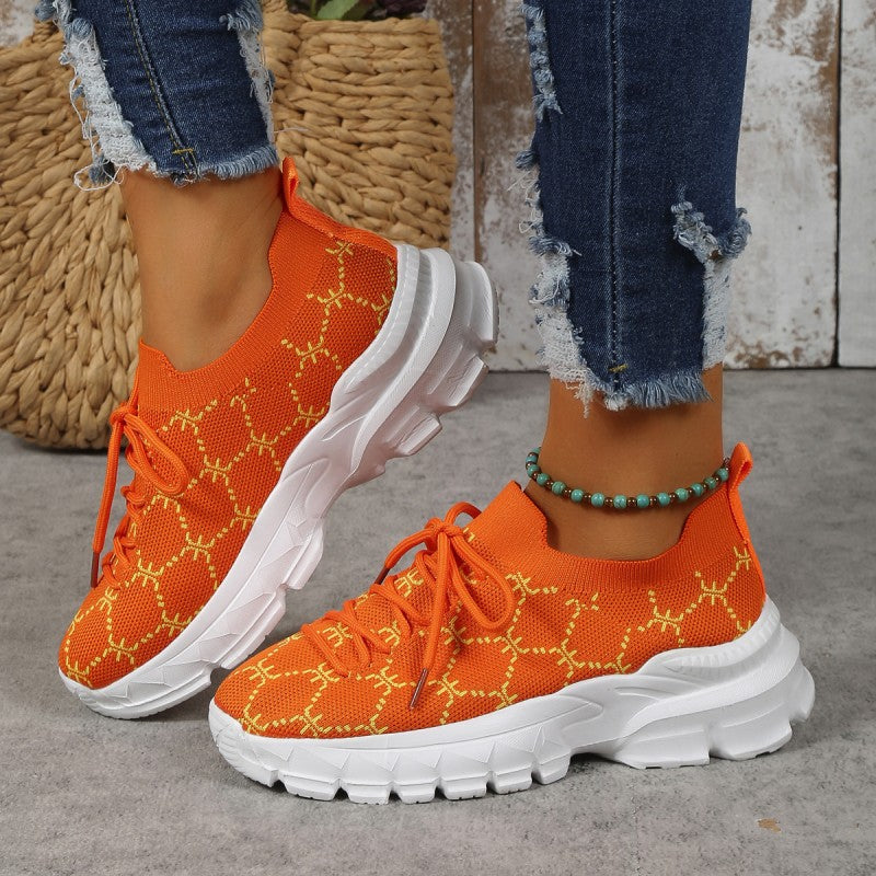 Dam Sneakers Casual Andningsbar Mesh Komfortabel Design-4