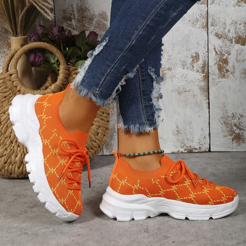 Dam Sneakers Casual Andningsbar Mesh Komfortabel Design-5