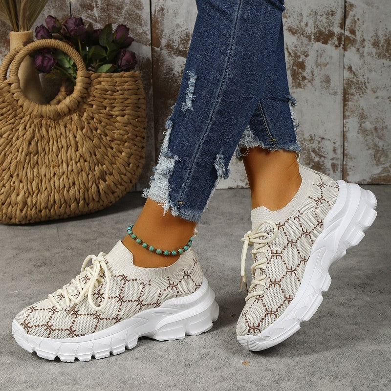 Dam Sneakers Casual Andningsbar Mesh Komfortabel Design-6