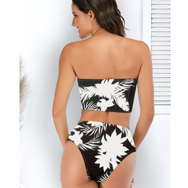 Baddräkt Dam Blommig Design med Rörchen Snabbtorkande Material-4