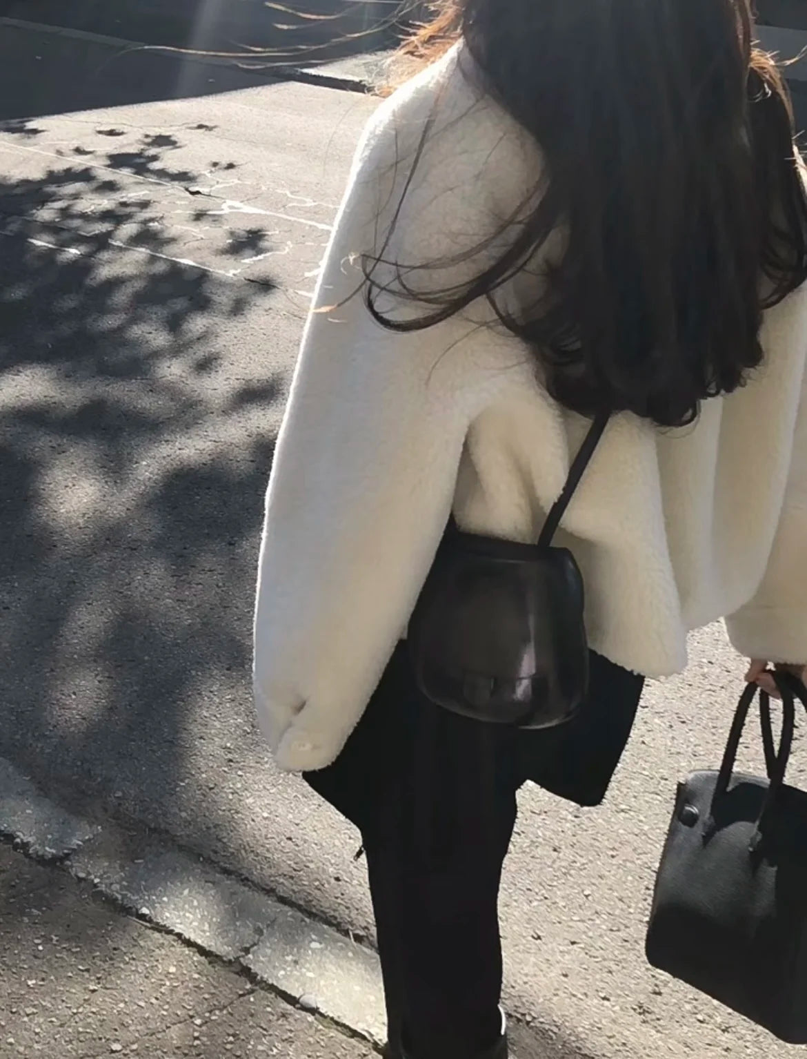 Lång Vinterrock Dam Elegant Polyester och Bomull-4