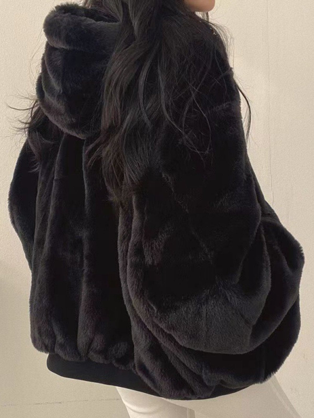Damer Fleece Hoodie Vändbar Design Mjuk Polyester 4