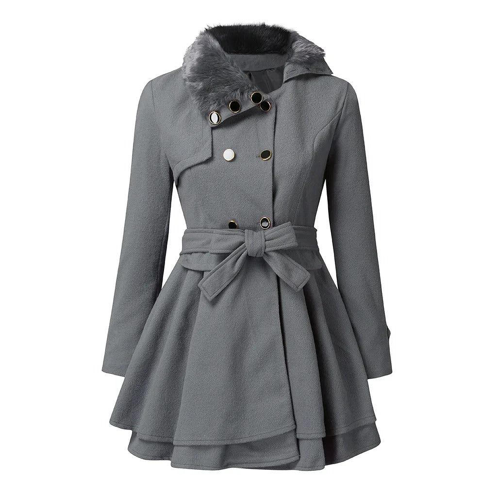 Variant image for Dam Trenchcoat Elegant Snitt med Vegansk Päls och Justerbart Bälte-21