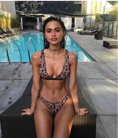 Dam Triangelbikini Leopardmönster BekvÀm Syntetfiber-1