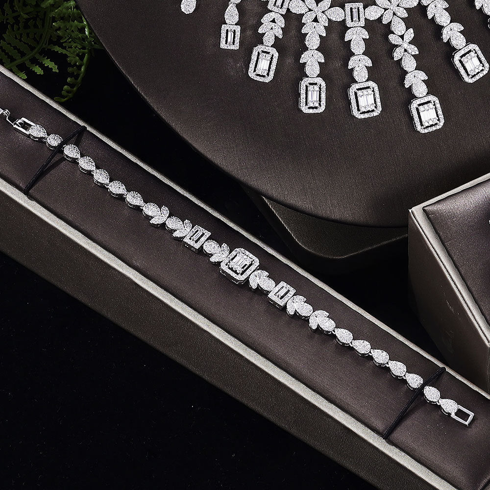 Kvinnors Smyckeset Halsband Örhängen Armband Ring i Koppar med Zirkonium-2