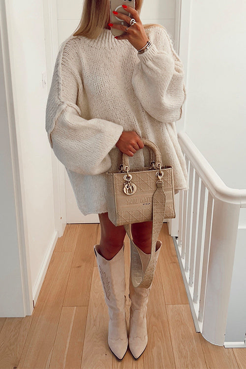 Dam Tröja Droppaxel Mjuk Akryl Casual-5