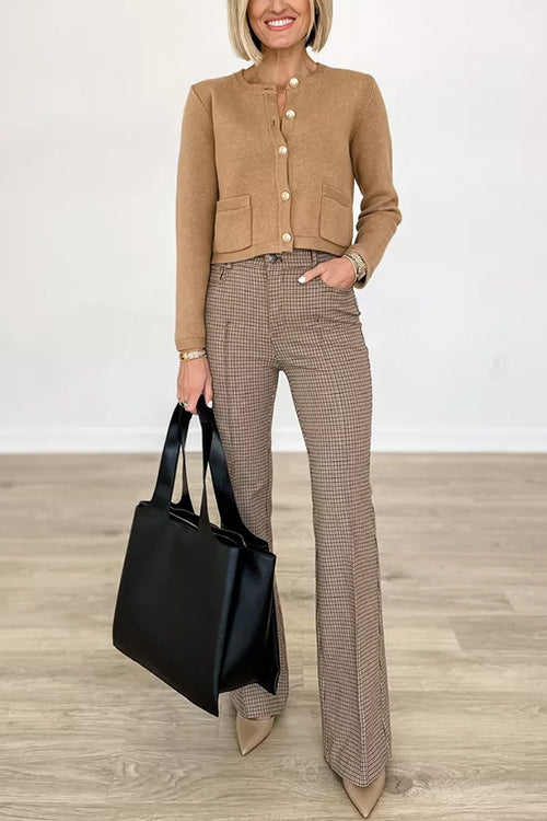 Dam Cardigan Knapp Nedfickad Bomull och Polyester 3