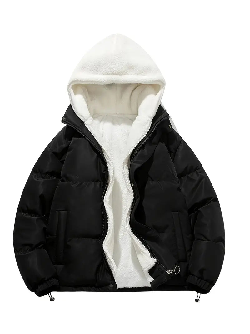 Herrjacka Vinter Hoodie Mjuk Fleece-2